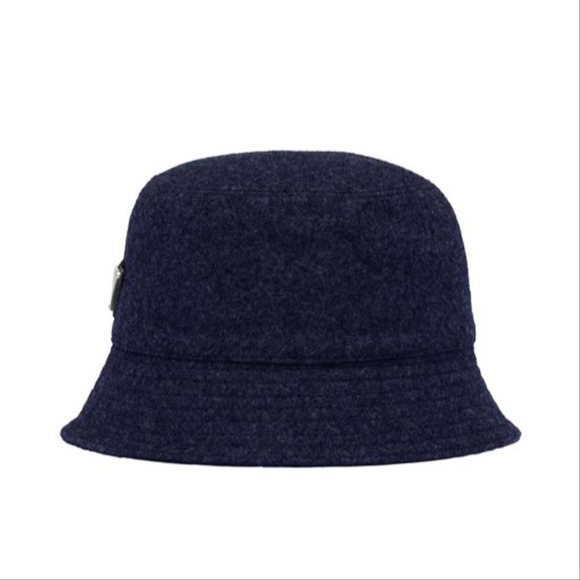 PRADA Navy logo appliqued felt bucket hat L - Picture 2 of 3